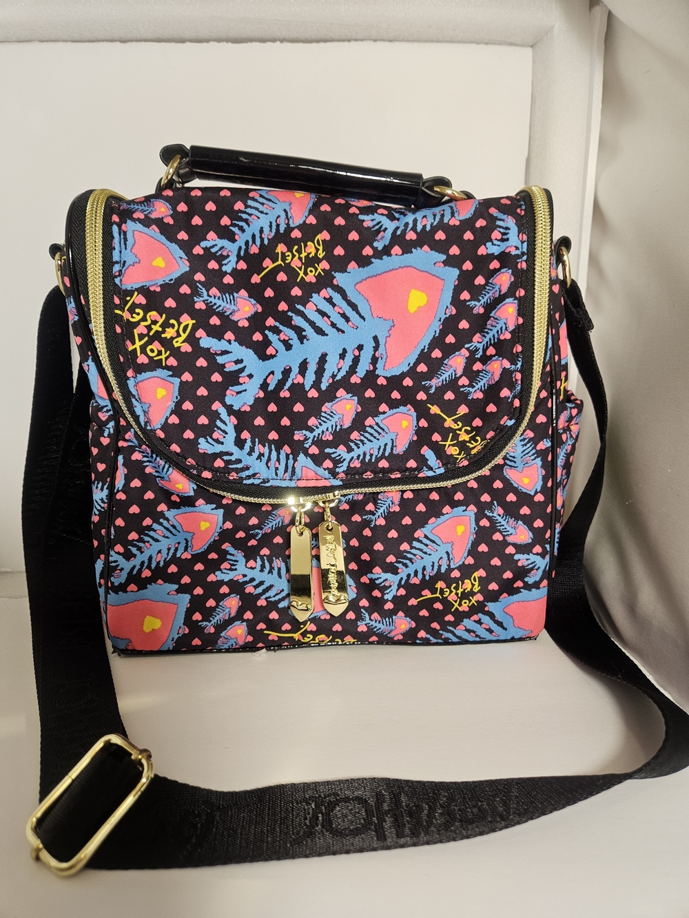 Betsey Johnson Punk Fish Skeleton Heart Insulated Lunch Tote Bag
